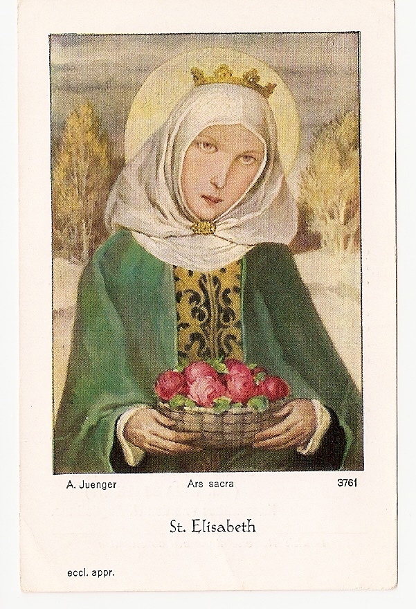 St. Elisabeth holding a basket of roses