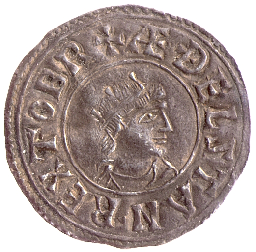 Obverse of a silver penny of King Æthelstan of Wessex struck at Winchester by the moneyer Otic between 927 and 939, North type 675, SCBI 1 580, CM.1.57-1930, from the Frank Smart Collection, copyright the Fitzwilliam Museum, Cambridge