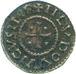 obverse of silver denier of unidentified mint in name of Emperor Louis the Pious, PG.112, Grierson Collection, copyright the Fitzwilliam Museum, Cambridge