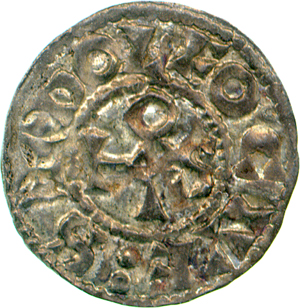 Reverse of silver denier of Déols struck for Count Odo the Old (1012–1037), PG.2252, Grierson Collection, copyright Fitzwilliam Museum, Cambridge