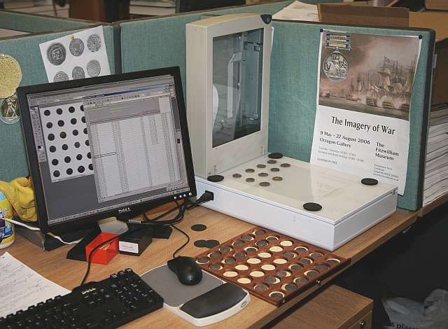 The Documentation workstation in the Department of Coins & Medals, Fitzwilliam Museum; copyright the Fitzwilliam Museum, Cambridge