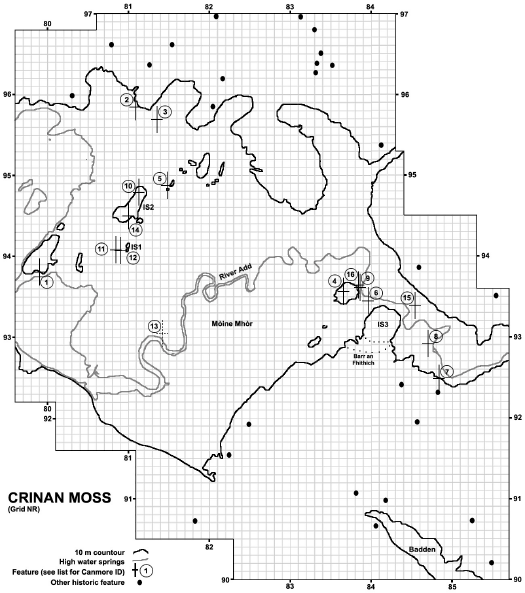Map of Monuments at Crinan Moss