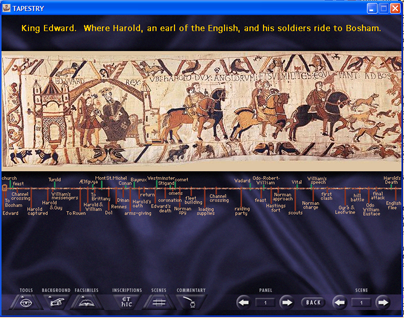 Screenshot showing the opening screen of the Bayeux Tapestry: Digital Edition. Reduced 50%.