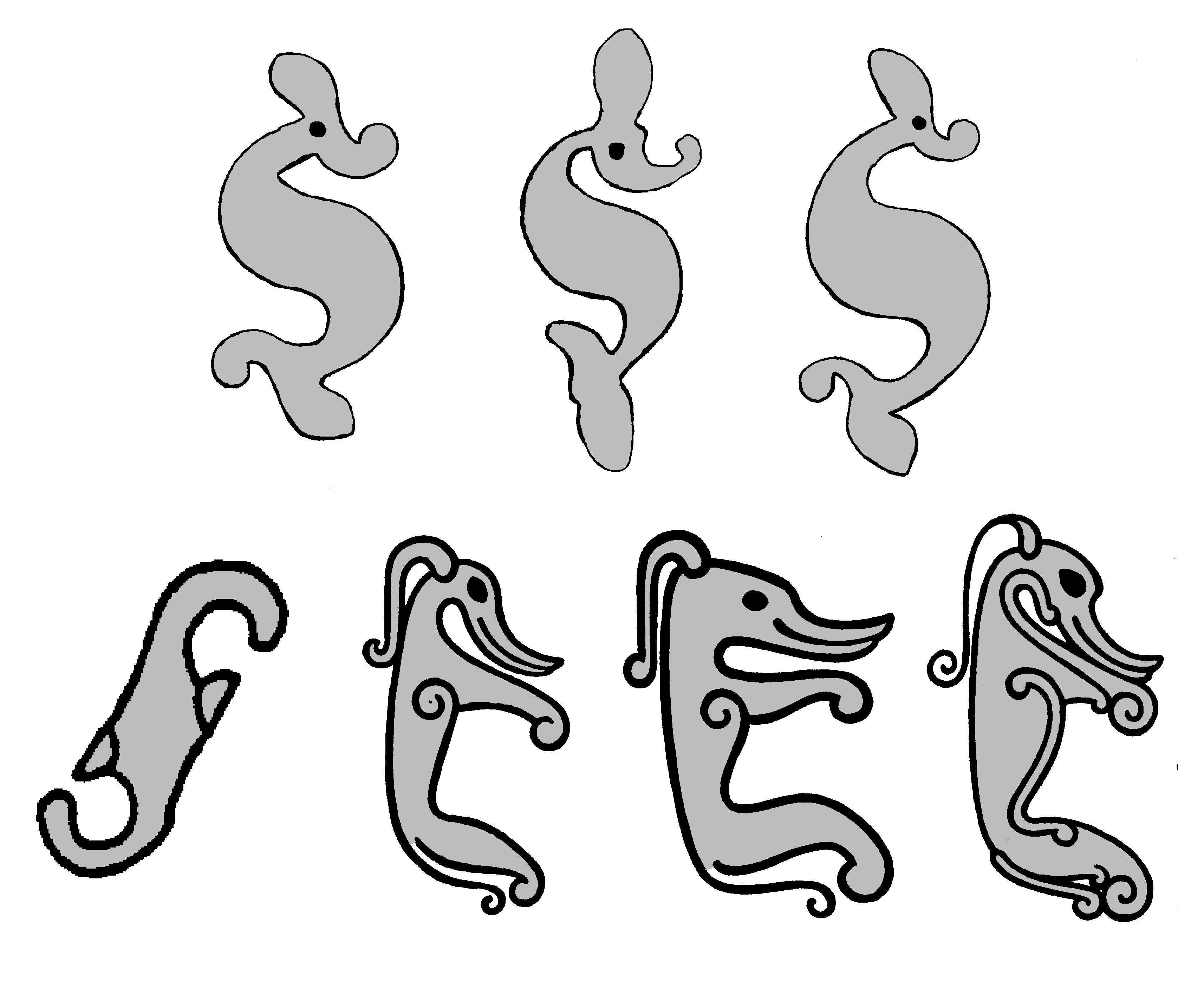 Simplified illustration of dragonesque brooches from Scotland